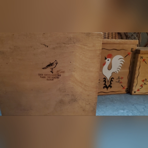 Vintage wooden painted rooster canister  set from Redbird - Picture 3 of 4